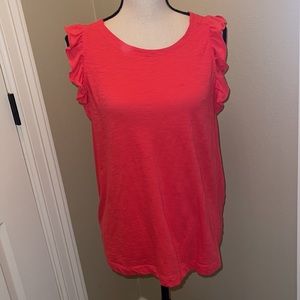 Loft tank top coral ruffle